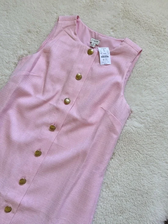 J. Crew Light Pink Sleeveless Shift Dress with Gold Button Size 6 - Picture 4 of 11